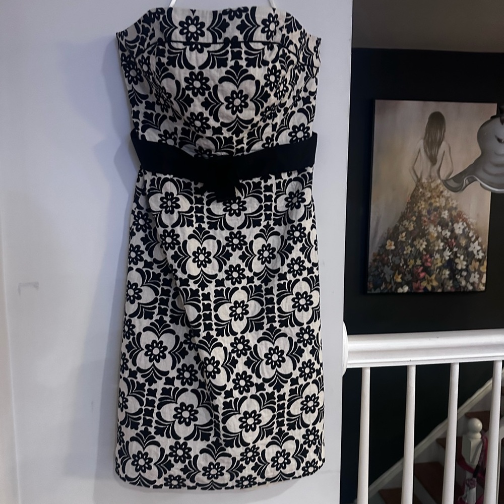 Lilly Pulitzer Strapless Black and White Floral Dress